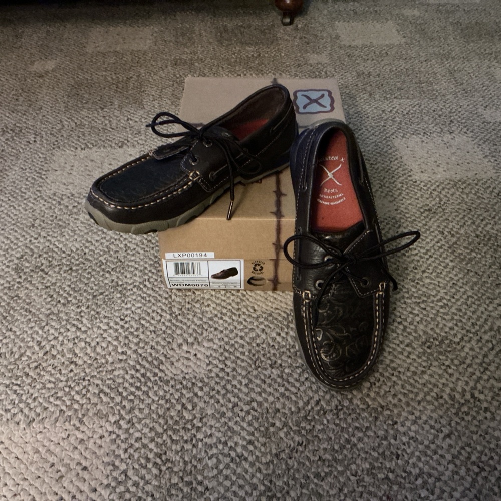 Twisted X Brown Leather Embossed Drive Mocs